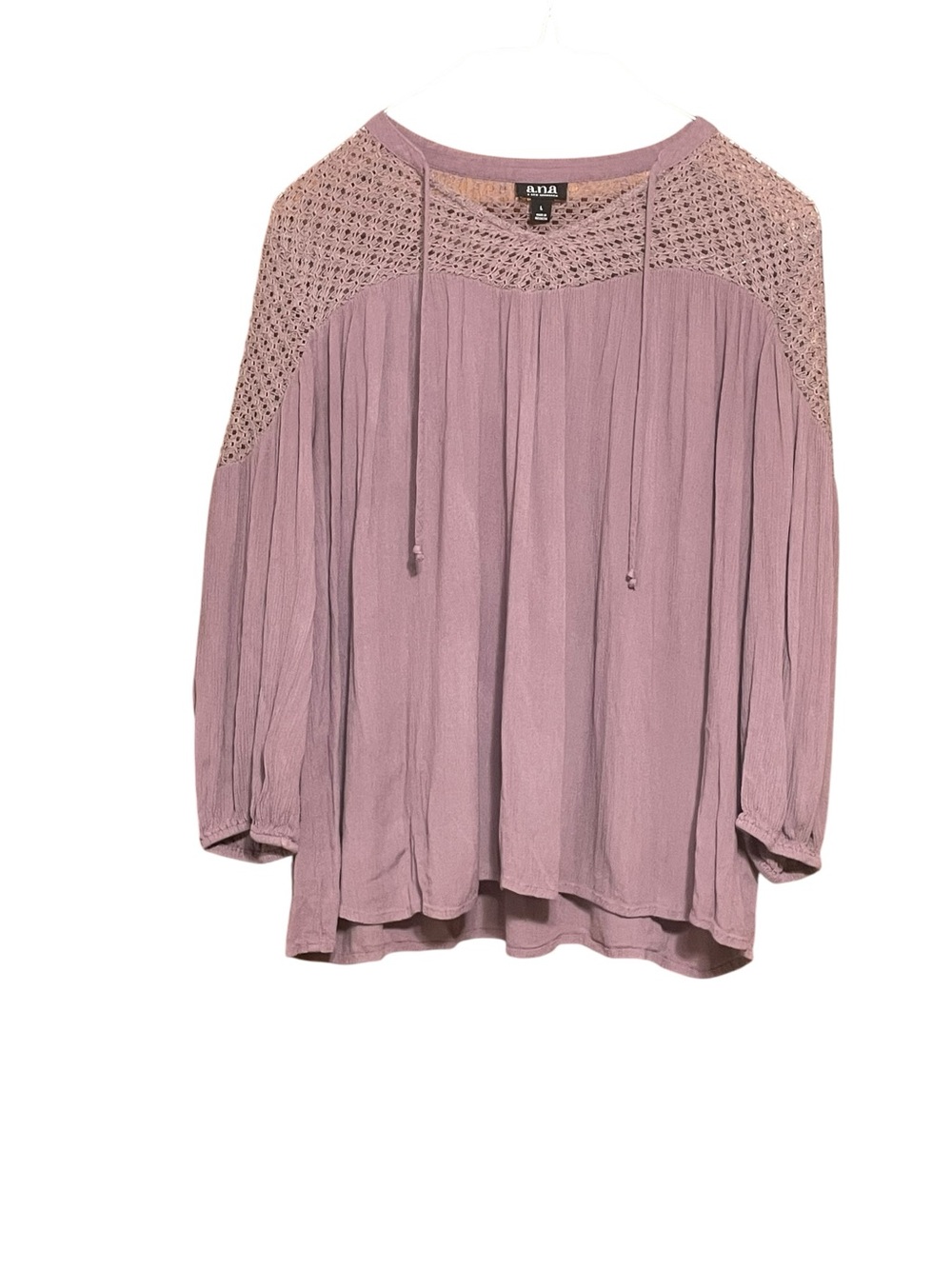 a.n.a Dusty Mauve Crochet Yoke Peasant Tunic